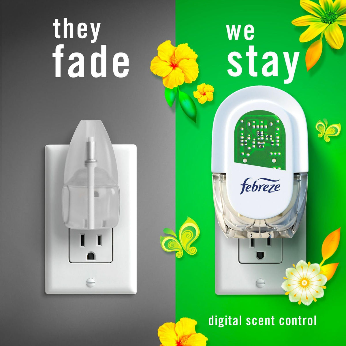 Febreze Plug In Air Freshener, Odor-Fighting Scented Oil Starter Kit for Home, Bathroom and Kitchen, Long Lasting for Strong Odors, Gain Original Scent, Warmer + 4 Refill 🍁 All In One Marketplace Canada