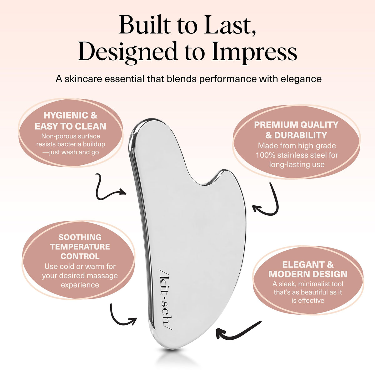 Kitsch Stainless Steel Gua Sha Facial Tools - Guasha Tool for Face, Face Sculpting Tool, Jawline Shaper, Double Chin Reducer, Body Gua Sha Tools, Lymphatic Drainage Massager, Facial Skin Care - Silver 🍁 All In One Marketplace Canada