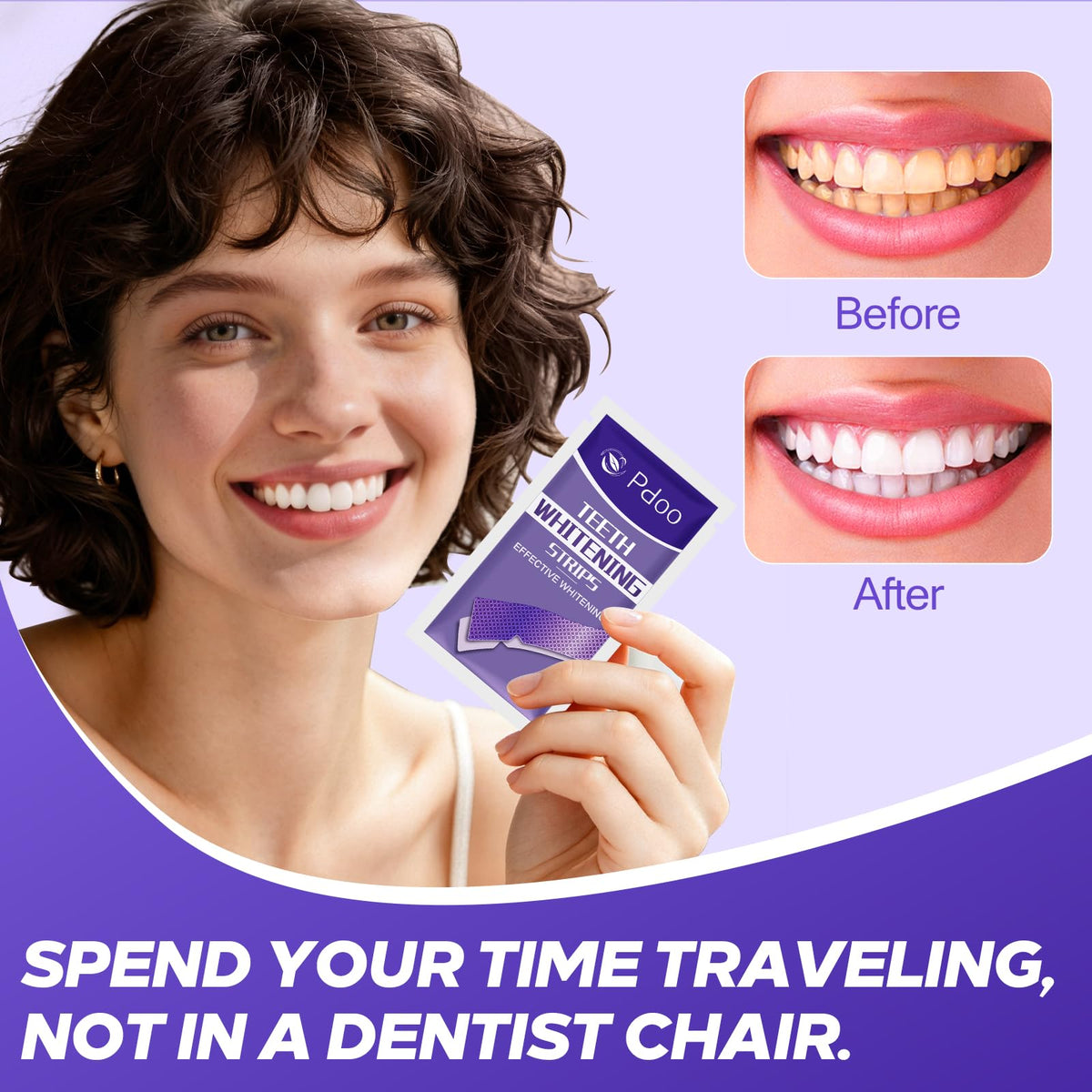 Purple Teeth Whitening Strip 20 Non-Slip Strips - Whitening for Teeth Sensitive, Professional Teeth Whitening Strips, Fast Remove Smoking, Coffee, Wine Stains, Teeth Whitening Kit Pack 🍁 All In One Marketplace Canada