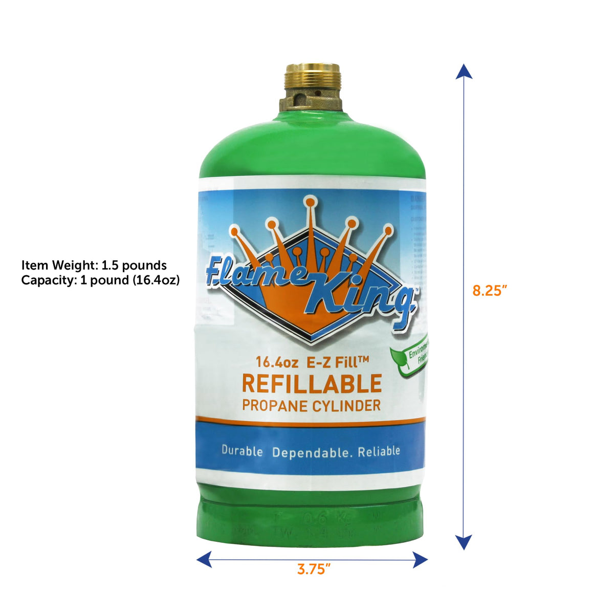 Flame King Refillable 1LB Empty Propane Cylinder Tank - Reusable - Safe and Legal Refill Option - DOT Compliant-16.4 oz (2-Pack), Green (YSN164-2) 🍁 All In One Marketplace Canada