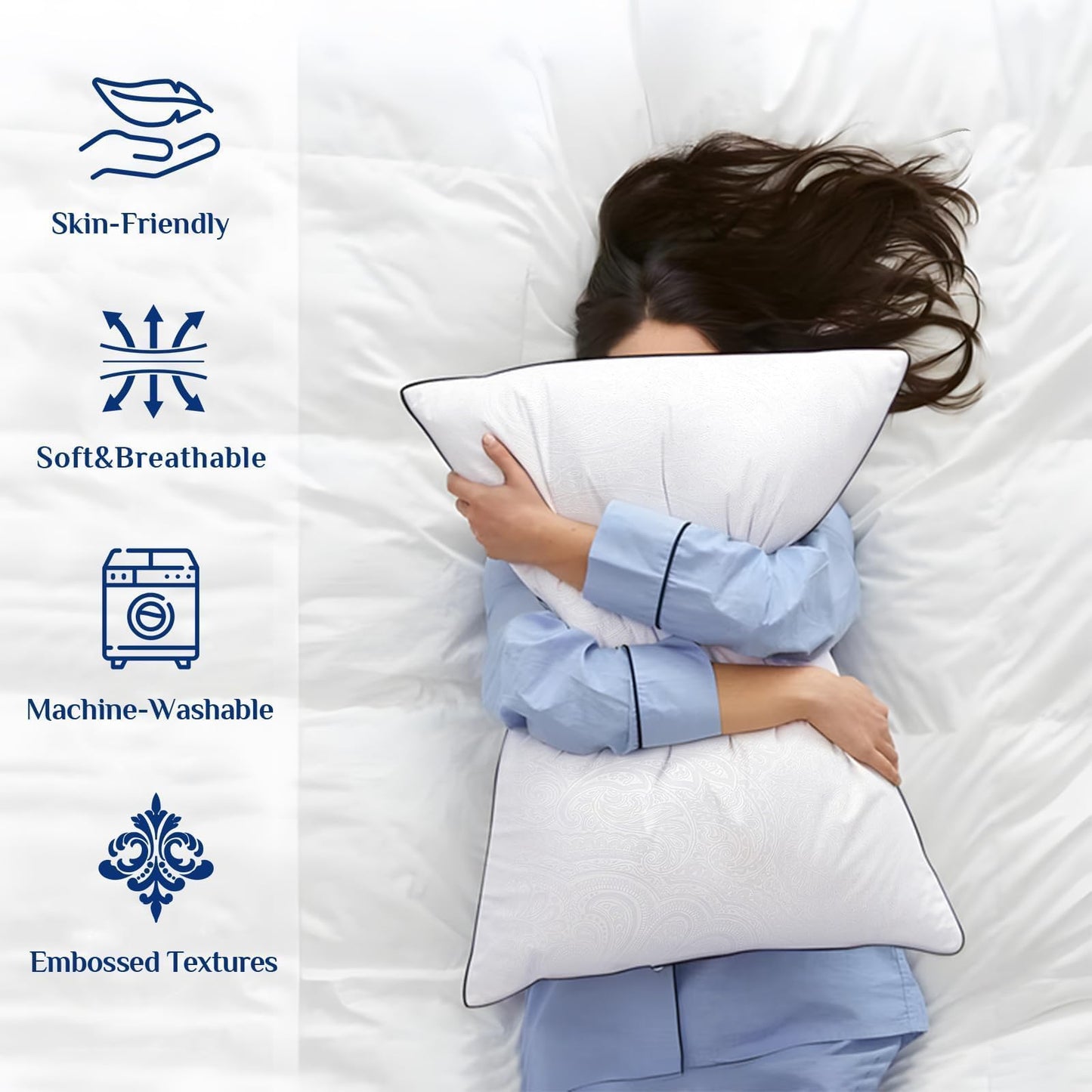 JOLLYVOGUE Pillows Standard Size 2 Pack for Sleeping, Soft and Supportive Bed Pillow for Side and Back Sleepers, Down Alternative Hotel Collection Pillows Set of 2 🍁 All In One Marketplace Canada