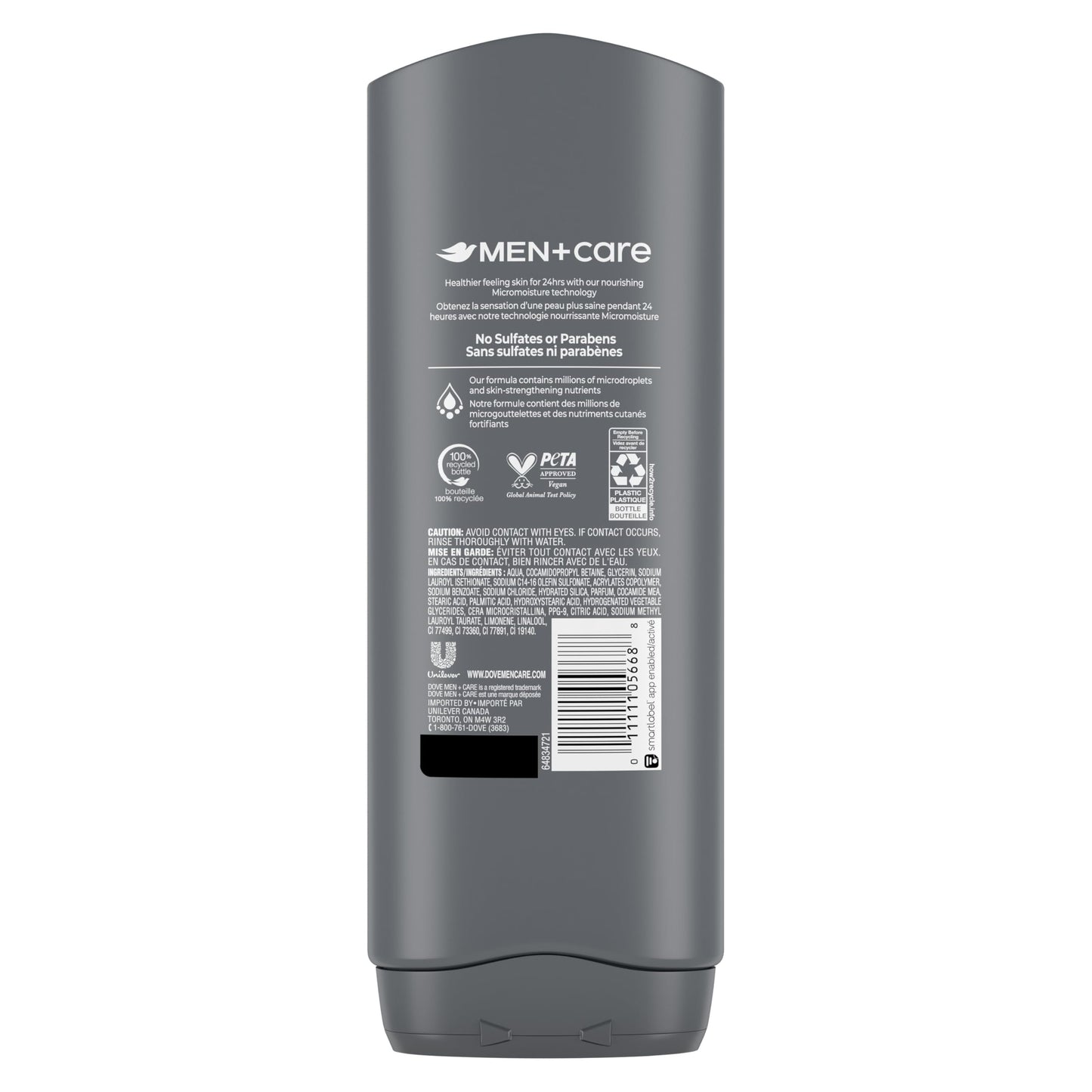 Dove Men+Care Body and Face Wash with 24-hour Nourishing Micromoisture, Deep Clean, Men's Body Wash, 532mL (Pack of 4) 🍁 All In One Marketplace Canada