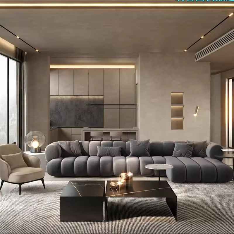 ATUNUS American Large Velvet Home Furniture Nordic Modern L Shape Corner Living Room Modular Sectional Sofa Couch Set