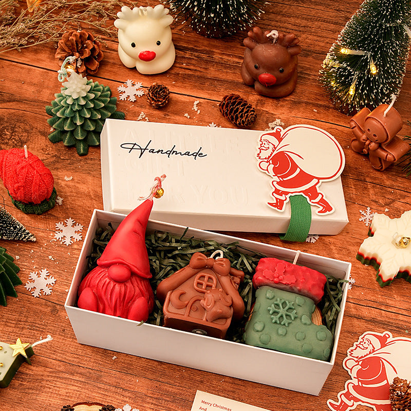 Christmas Scented Candle Gift Set, Festive Molded Aromatherapy Candles in Holiday Shapes – Snowman, Reindeer, Tree & Gingerbread, Home Decor Gift Box