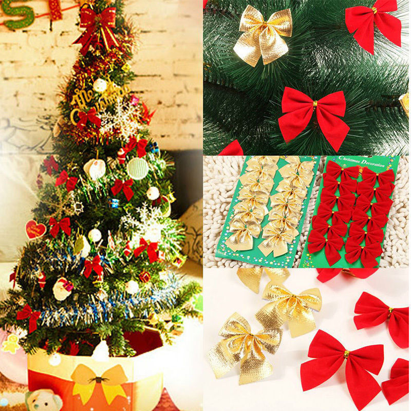 Christmas Tree Bow Ornaments, Festive Holiday Ribbon Decorations