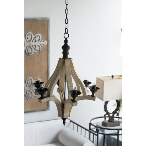 6-Light Wood Chandelier with Adjustable Chain (United States Delivery Only)