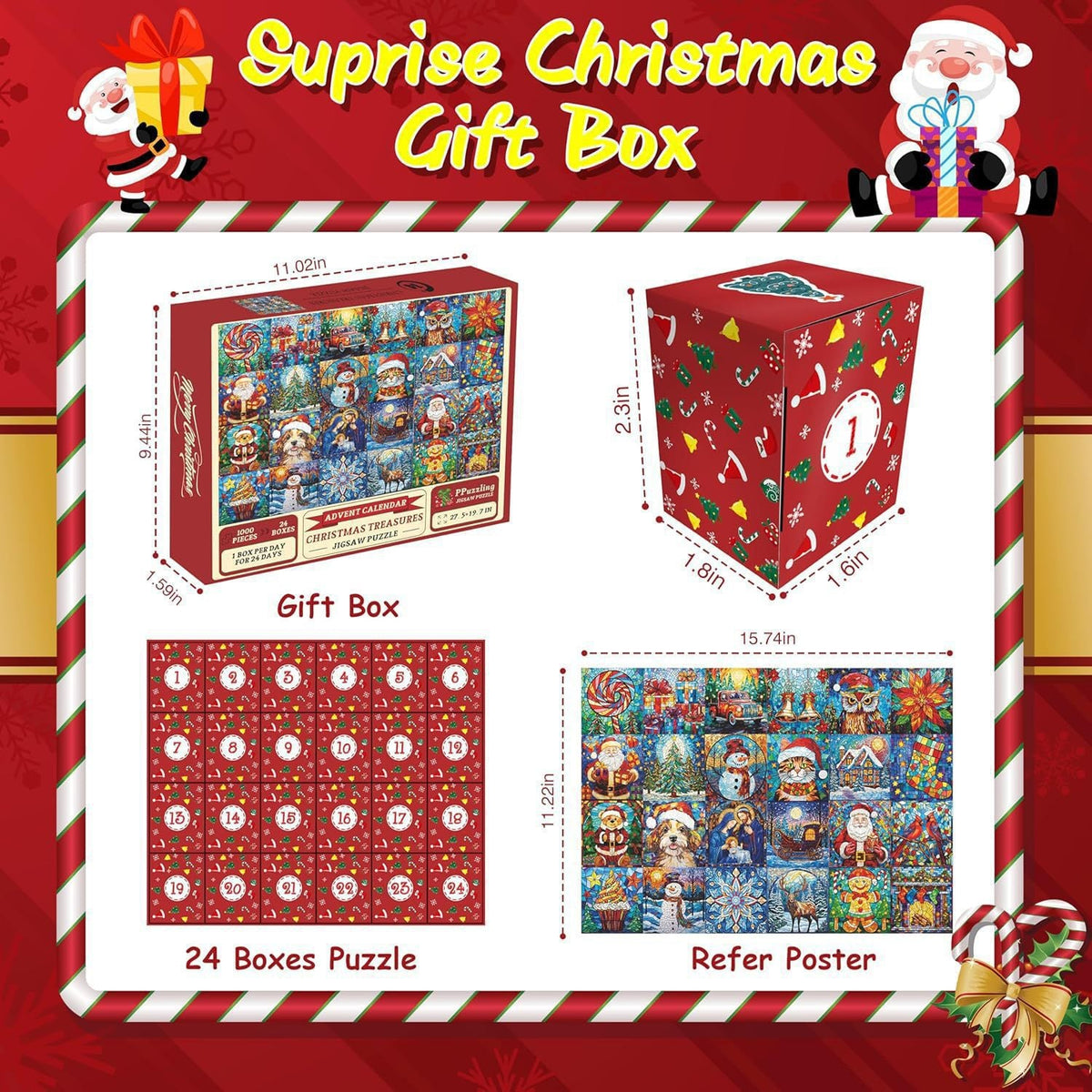Christmas Puzzle Countdown Calendar, Holiday Jigsaw Puzzle