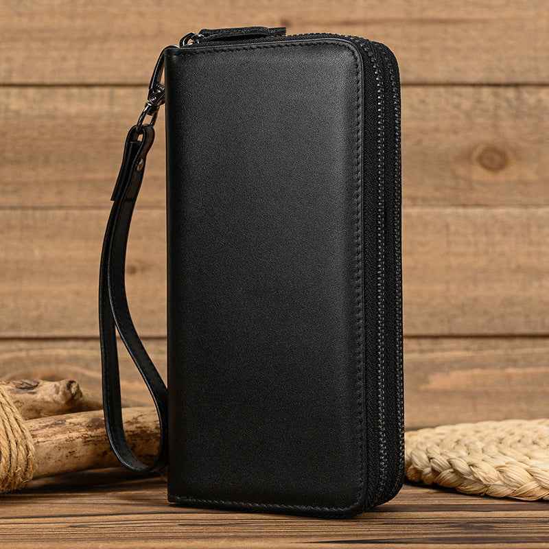Men Genuine Leather Embossed Long Wallet Vintage Business Clutch