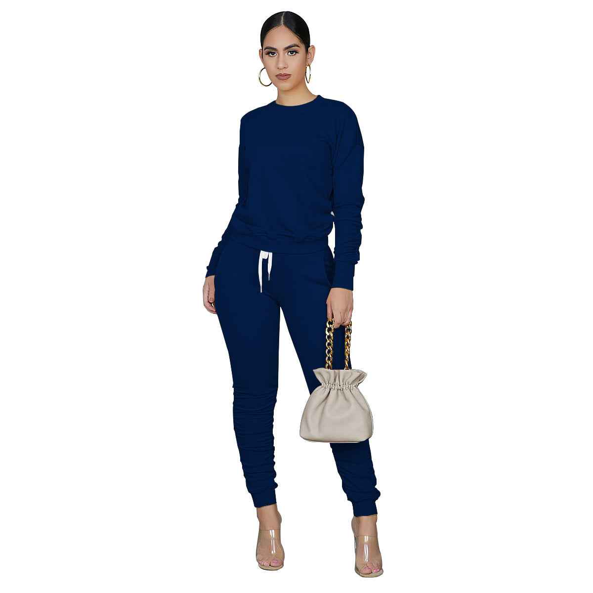 Women's Casual Lounge Set – Cozy Fleece Sweater and Matching Pants Sports Outfit