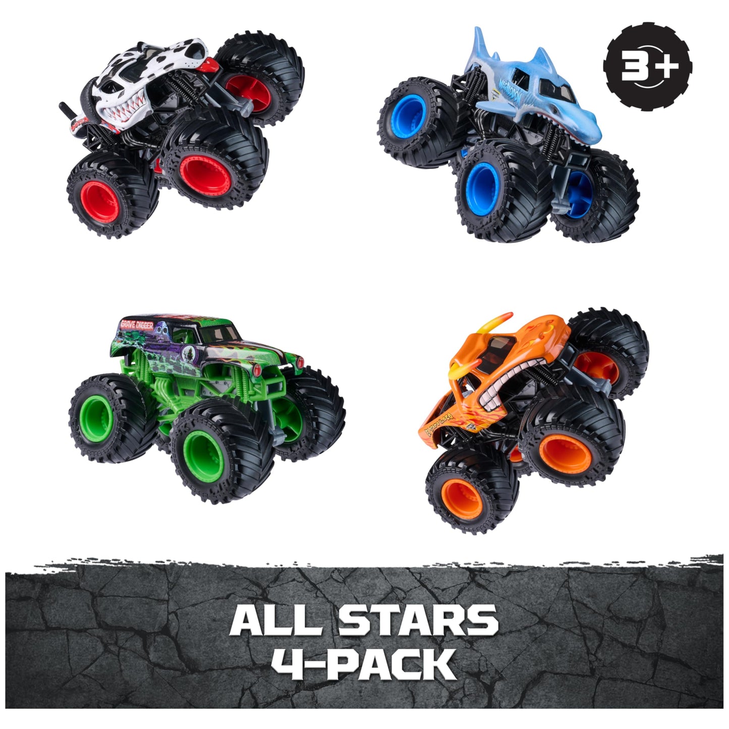 Monster Jam All Stars Monster Trucks, 1:64 Scale Die-Cast Vehicles 4-Pack 🍁 All In One Marketplace Canada