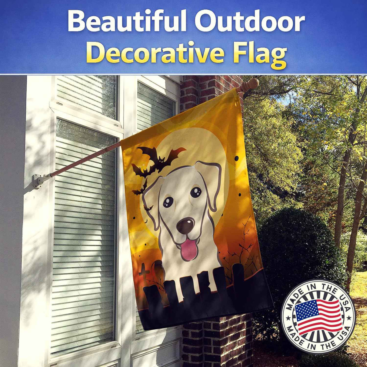 Caroline's Treasures BB1810CHF Halloween Golden Retriever Canvas House Size Flag, Multicolor, Large