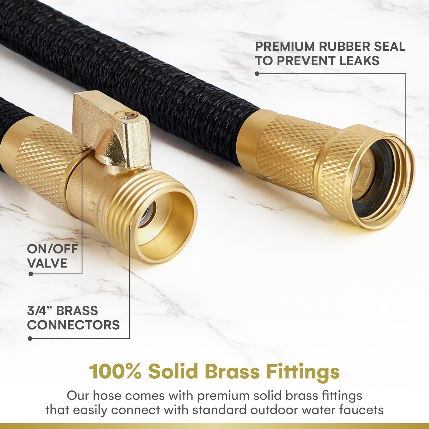 Flexi Hose with 8 Function Nozzle Expandable Garden Hose, Lightweight & No-Kink Flexible Garden Hose, 3/4 inch Solid Brass Fittings and Double Latex Core, 50 ft Black 🍁 All In One Marketplace Canada