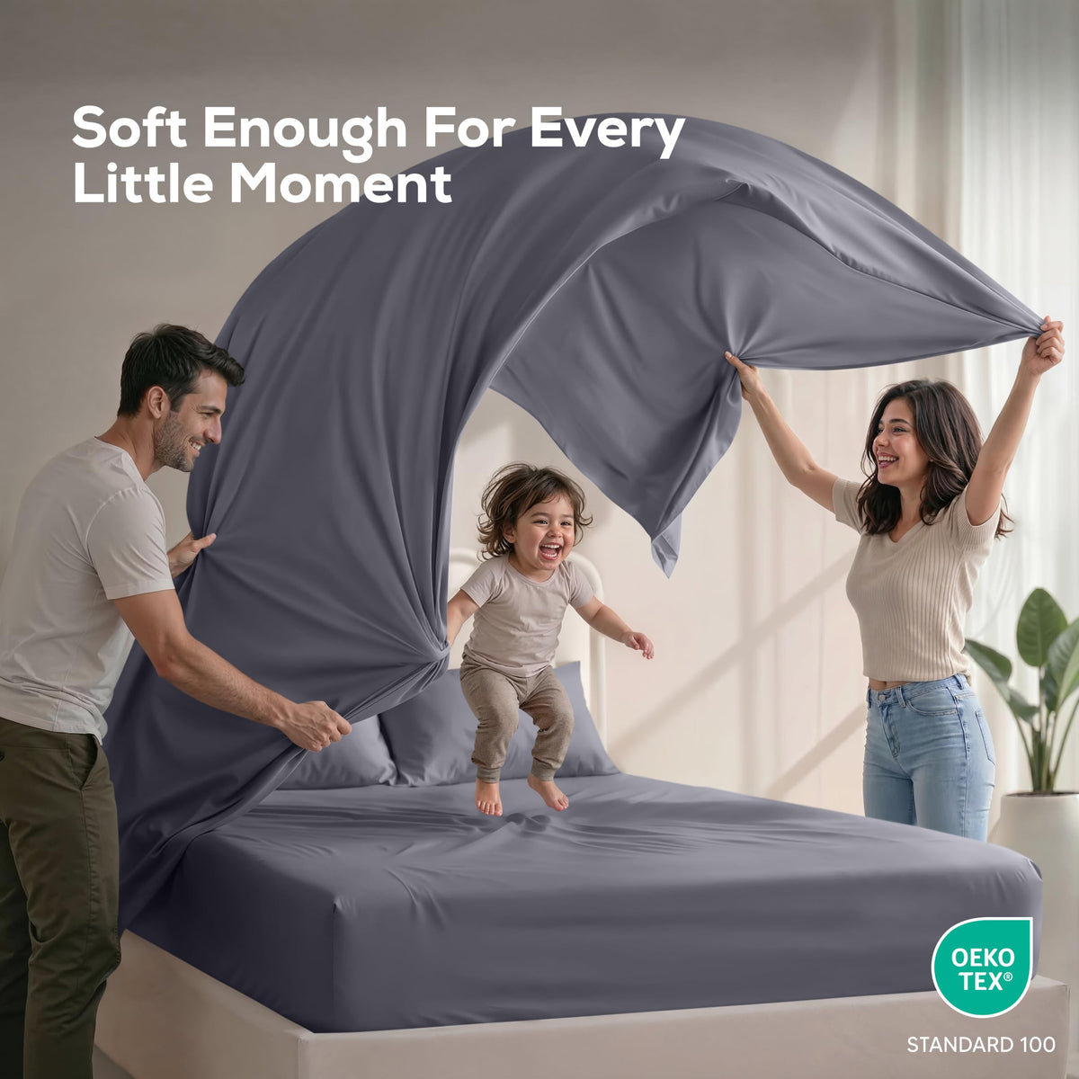 Utopia Bedding Queen Bed Sheets - 4 Piece Queen Size Cooling Sheet Set - Hotel Luxury Soft Breathable Microfiber, Oeko-TEX, Deep Pocket Easy Fit & Care, Fade & Wrinkle Resistant, Grey 🍁 All In One Marketplace Canada