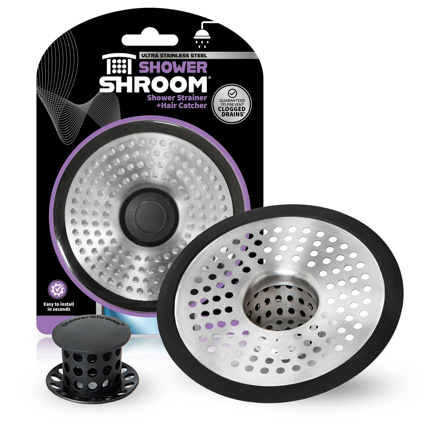 ShowerShroom SHSULT755 Ultra Revolutionary Shower Hair Catcher Drain Protector, Stainless 🍁 All In One Marketplace Canada