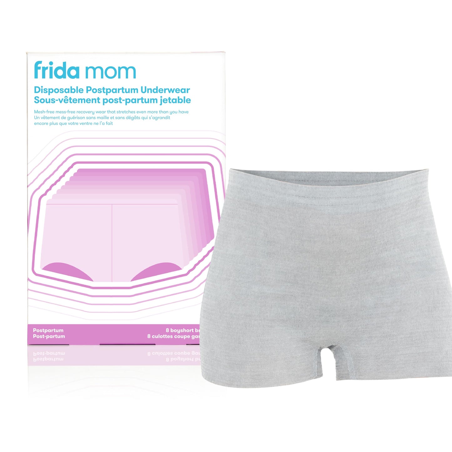 Frida Mom Postpartum Disposable Underwear, Microfiber Boyshort Cut Underwear - Size Regular (8ct) Grey 🍁 All In One Marketplace Canada