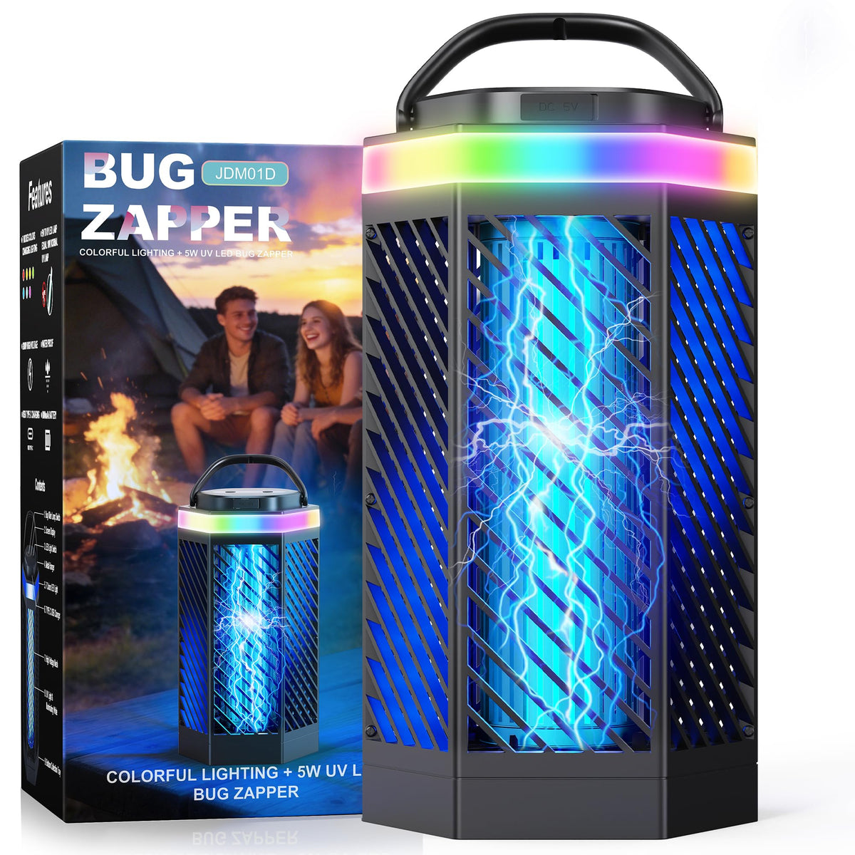 REOGLE Bug Zapper Outdoor Indoor, Rechargeable Mosquito Zapper with 8000mAh Battery & LED Night Light, USB Charging Electric Fly Zapper, Portable Fly Trap Fly Killer for Patio, Backyard, Garden 🍁 All In One Marketplace Canada