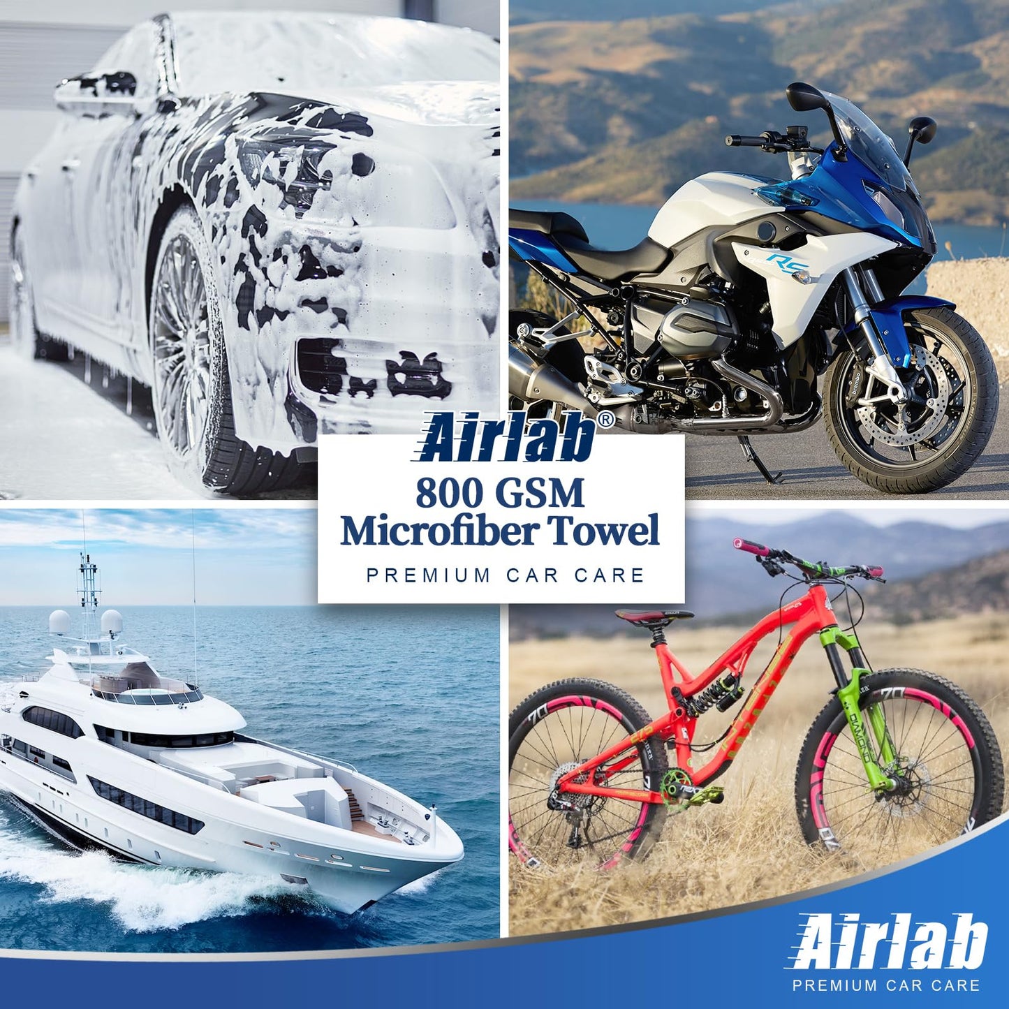 Airlab Microfiber Car Drying Towels 800GSM Thick Plush Cleaning Cloths Auto Detailing Quick Dry Wash Cloth for Interior & Exterior Lint Free, Streak Free, 40 x 40 cm, 4 Pack 🍁 All In One Marketplace Canada