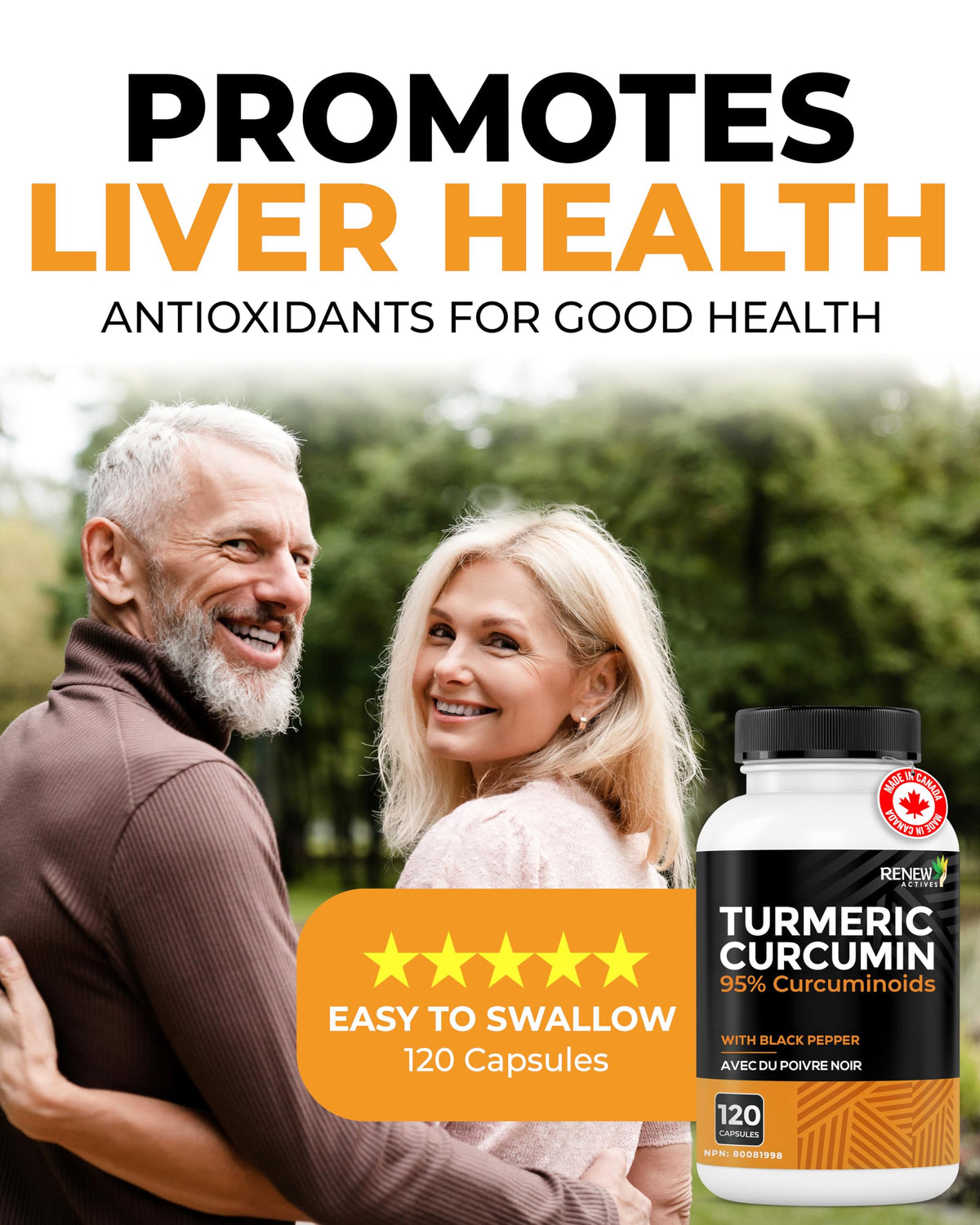 RENEW ACTIVES Turmeric Curcumin – Ultra Potent 95% Curcuminoids with BioPerine Black Pepper for Maximum Absorption – Supports Joint Health, Mobility, Digestion & Liver – Made in Canada – 120 Capsules 🍁 All In One Marketplace Canada