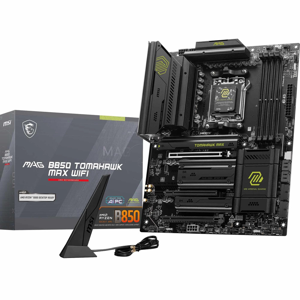 MSI MAG B850 Tomahawk MAX WiFi Gaming Motherboard (AMD Ryzen 9000/8000/7000 Series Processors, AM5, DDR5, PCIe 4.0, M.2, SATA 6Gb/s, USB 3.2 Gen 2, HDMI/DP, Wi-Fi 7, Bluetooth 5.3, 2.5Gbps LAN, ATX) 🍁 All In One Marketplace Canada
