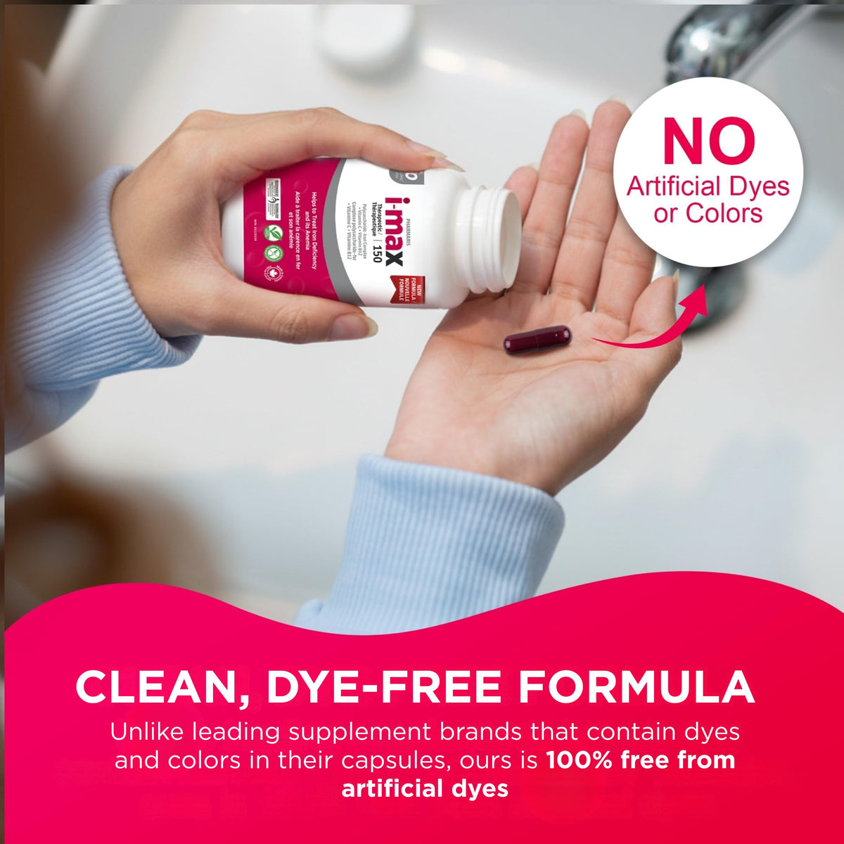 Pharmaris i-max Polysaccharide Iron Complex, 150 mg Elemental Iron Supplement for Treatment and Prevention of Iron Deficiency Anemia, 250 mg Vitamin C, 1000 mcg Vitamin B12, No Artificial Dyes, Vegan, 100 Capsules 🍁 All In One Marketplace Canada