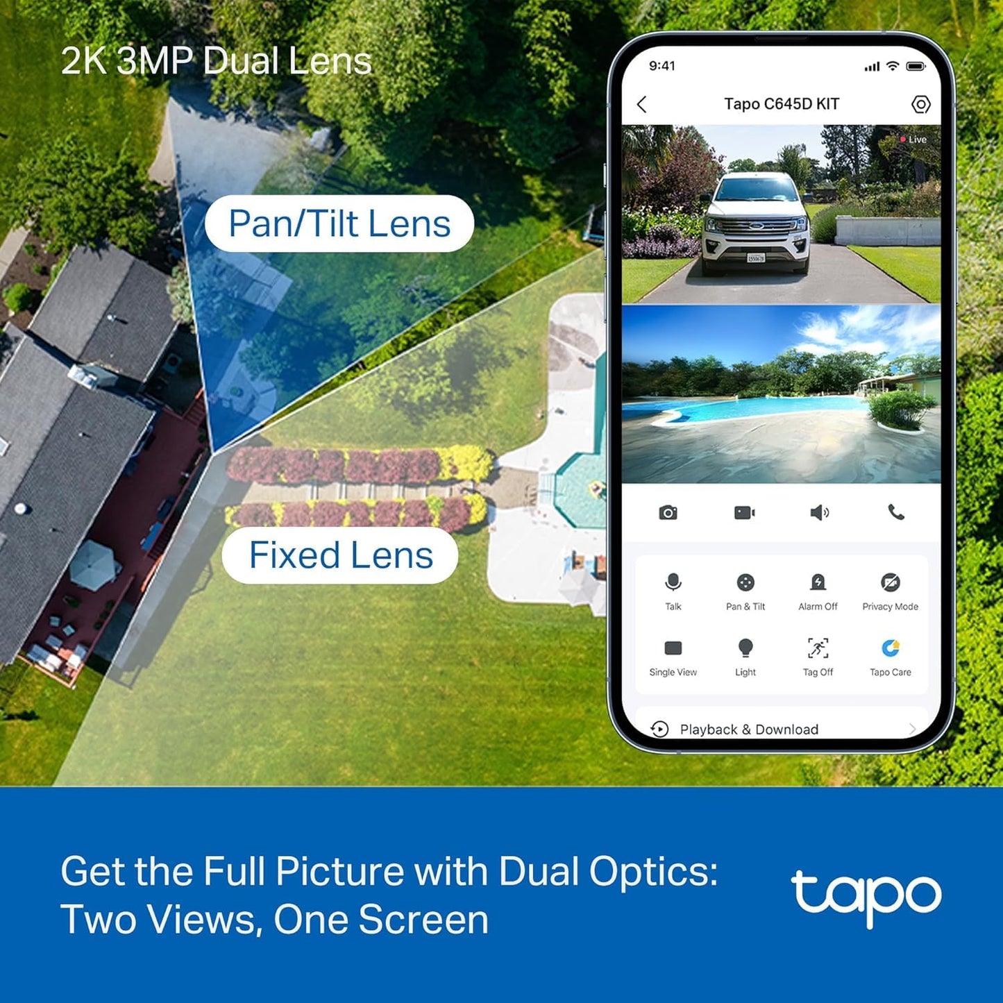 Tapo 2K Dual Lens 360° Pan/Tilt Security Battery Camera Wireless w/Solar Panel, 165° Wide View + 6mm Telephoto, Free Person/Vehicle Detection, SD/Cloud Storage, Works w/Alexa & Google (Tapo C645D KIT) 🍁 All In One Marketplace Canada