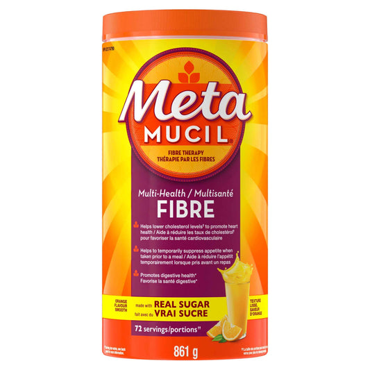 Metamucil Daily Fibre Supplement, Real Sugar, Orange Flavour Psyllium Husk, Multi-Health Benefit Daily Fibre Supplement, Plant-Based, Gluten-Free Powder, 72 Servings 🍁 All In One Marketplace Canada