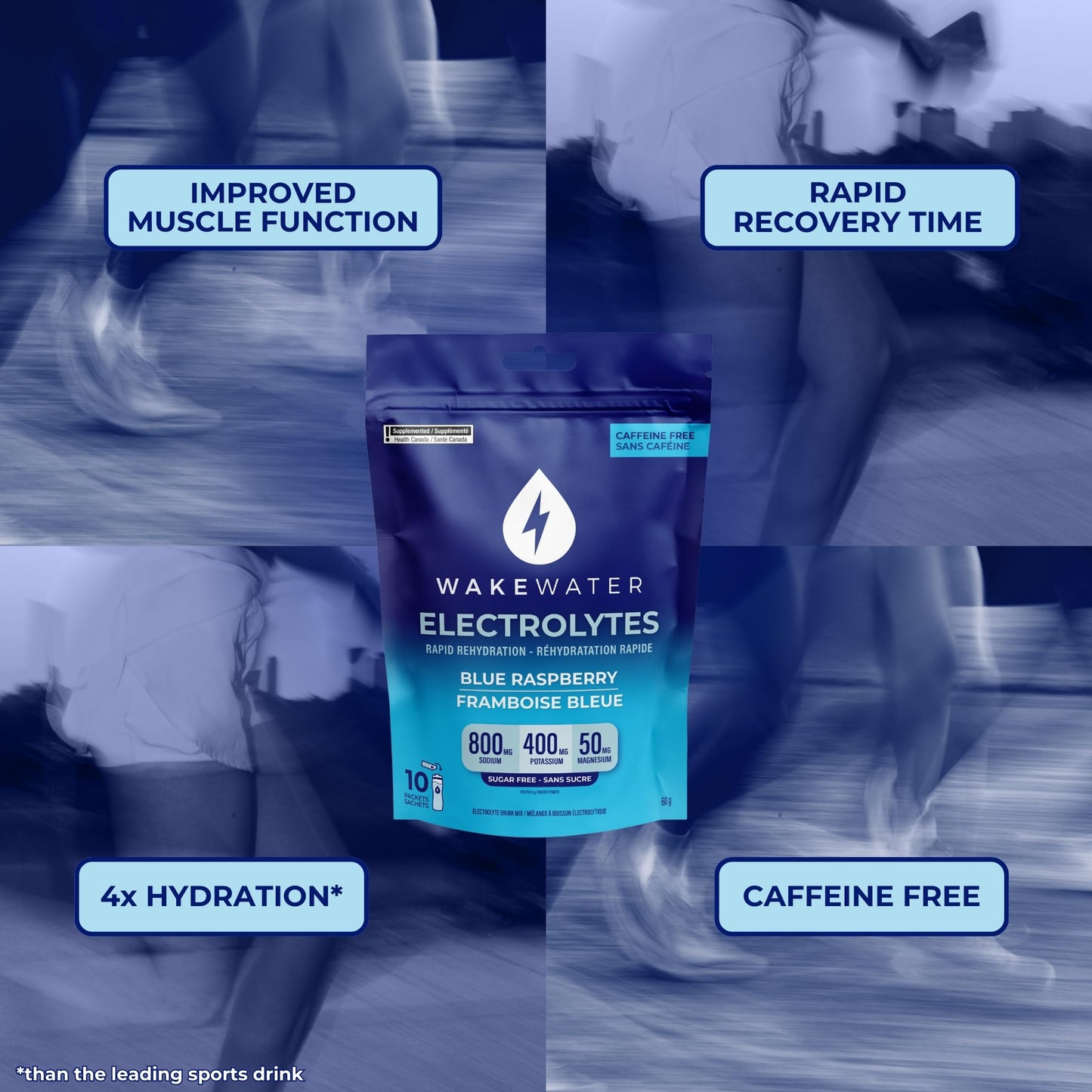 Wake Water Sugar Free Electrolyte Packets, Hydration Powder, Keto & Paleo Friendly Electrolyte Drink Mix, Fasting Hydration Packs, Travel Essentials, Pack of 10 (6g Each) (6 g (Pack of 10), Blue Raspberry) 🍁 All In One Marketplace Canada