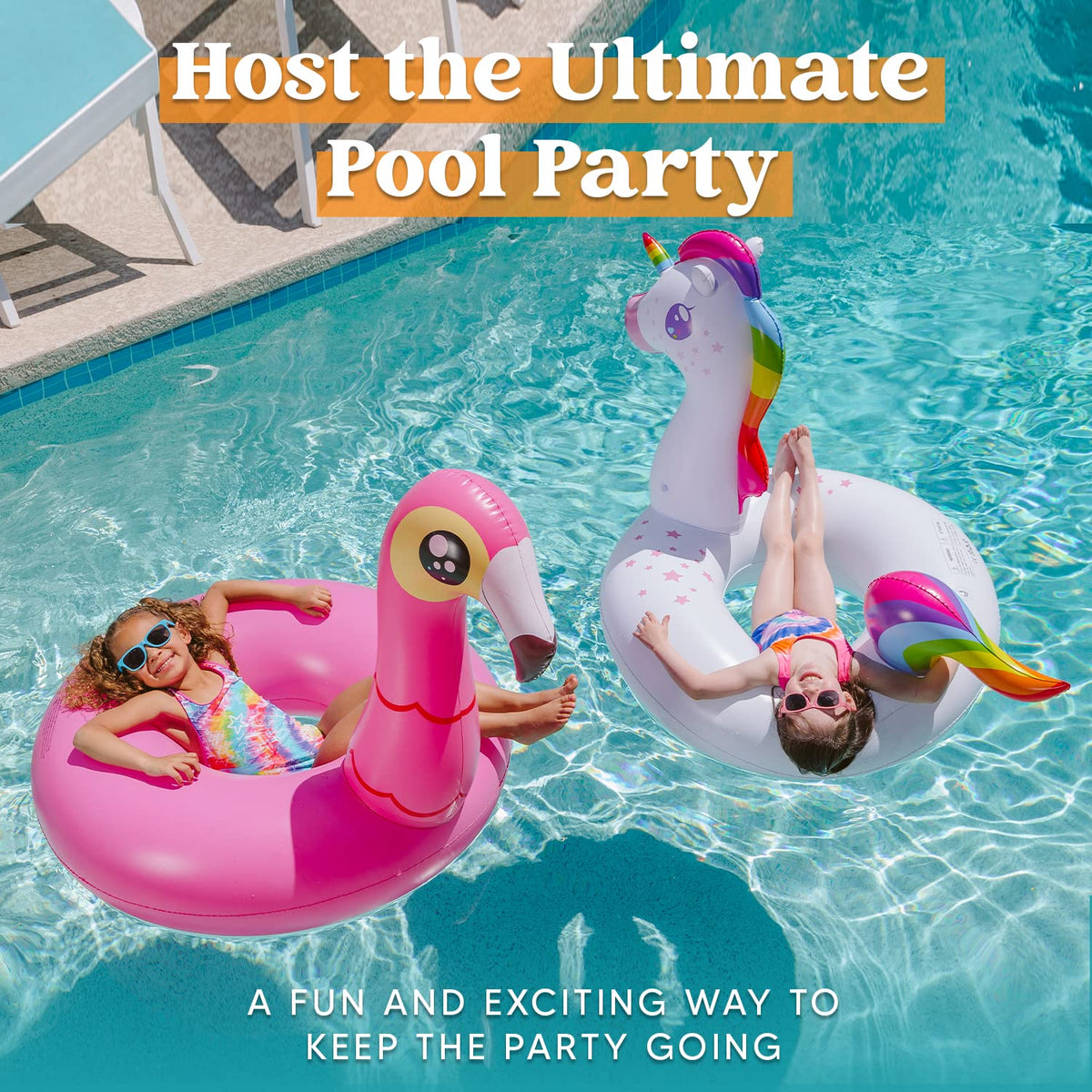 JOYIN 2-Pack Flamingo Unicorn Pool Float - Fun Beach Floaties, Inflatable Swimming Pool Tubes Party Toys, Lake Beach Floaty Swim Rings Summer Pool Raft Lounger for Adults & Kids 🍁 All In One Marketplace Canada