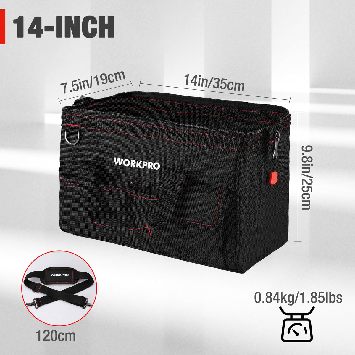 WORKPRO Close Top Wide Mouth Tool Bag Storage Organizer Close Tote, 14" 🍁 All In One Marketplace Canada