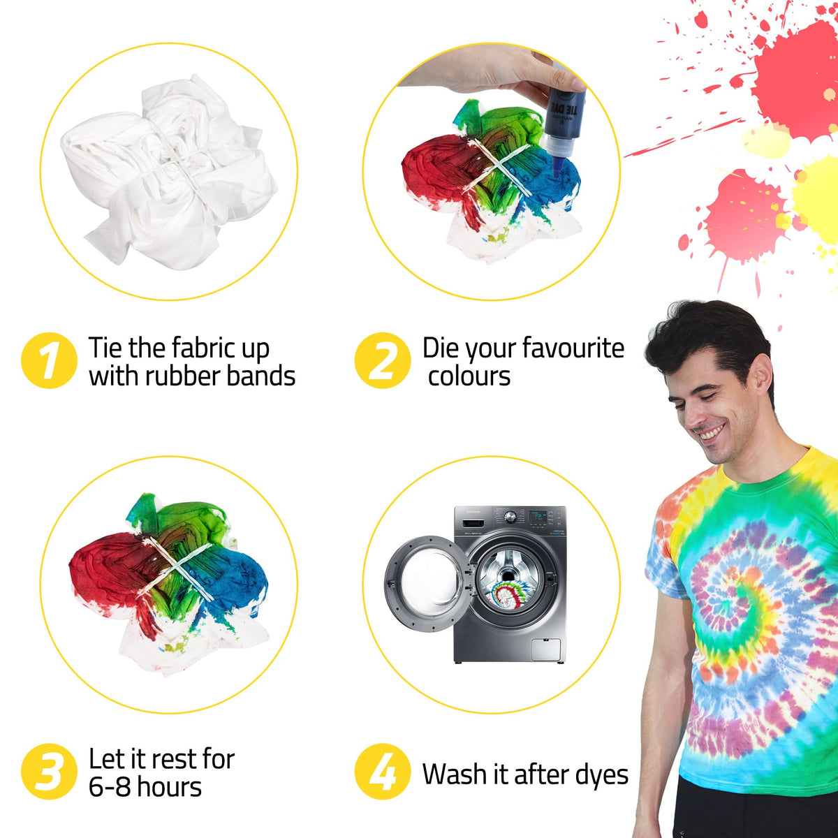 Tie Dye Kit, Tie Dye Set for Kids, 12 Vibrant Colors Pre-Filled Tye Dye Bottles, Non Toxic Permanent Fabric Dye Art Set, Easy DIY Fabric Art - Create Fun 🍁 All In One Marketplace Canada