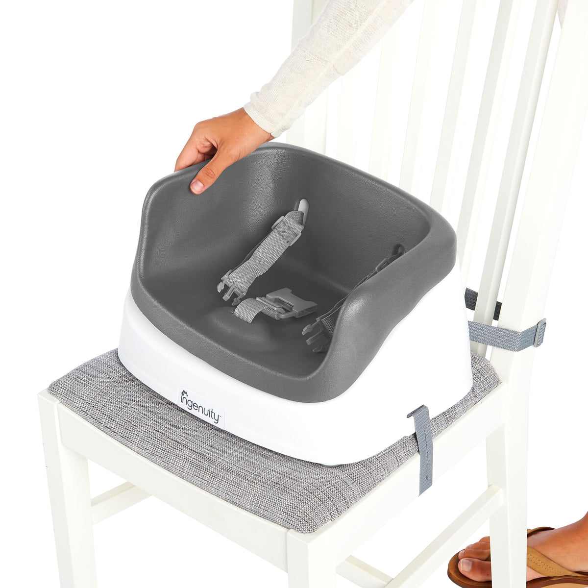 Ingenuity SmartClean Toddler Booster Seat for Kitchen Chair – Lightweight for on-the-go, Easy-Clean, 3-Point Harness Strap – Booster Seat for Dining Table, Slate 🍁 All In One Marketplace Canada