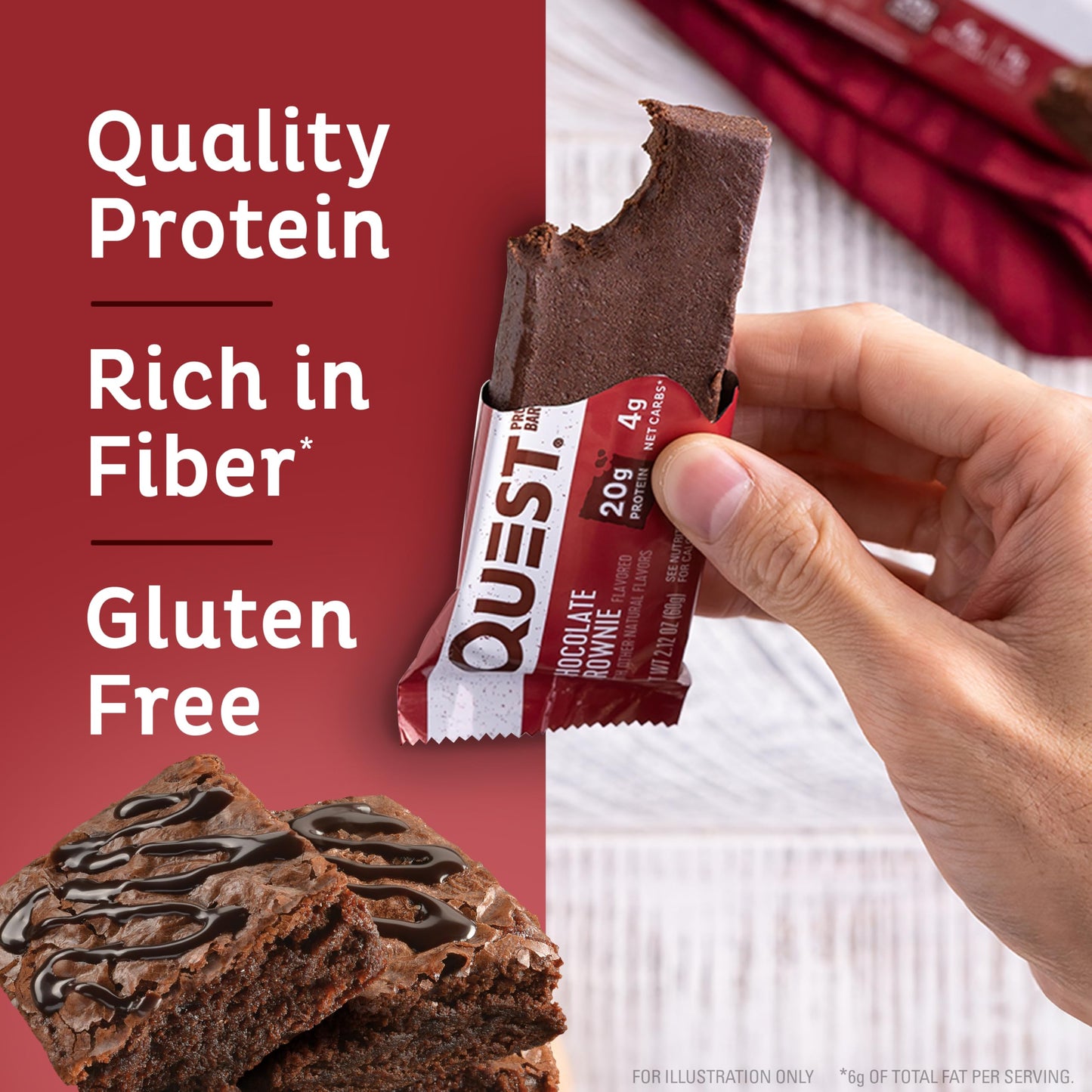 Quest Nutrition Chocolate Brownie Flavour Protein Bar, High Protein, High Fibre, Low Sugar, Keto Friendly, 20g Protein, 1g Sugar, 12ct 🍁 All In One Marketplace Canada