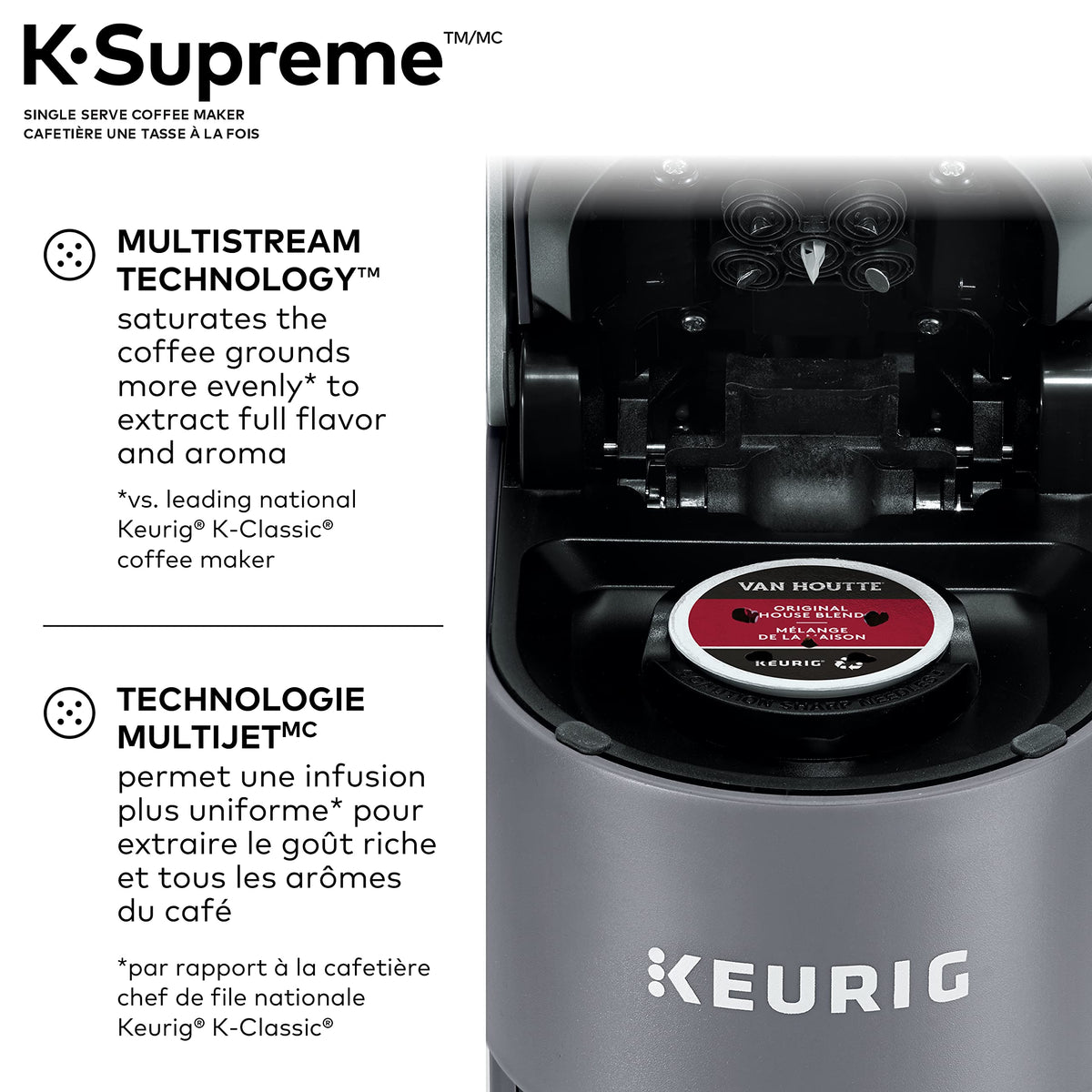 Keurig K-Supreme Single Serve K-Cup Pod Coffee Maker, With MultiStream Technology, Grey, 17.913in x 7.047in x 14.409in 🍁 All In One Marketplace Canada