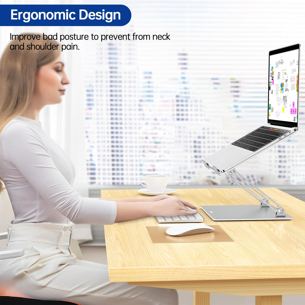 Besign LS10 Laptop Stand for Desk, Ergonomic Adjustable Notebook Tablet Stand, Riser Holder Computer Stand Compatible with Air, Pro, Dell, HP, Lenovo More 10-14" Laptops, Lapdesks (Silver) 🍁 All In One Marketplace Canada