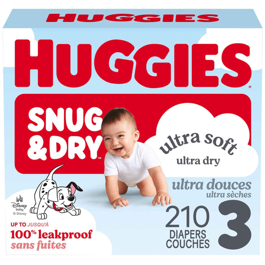 Huggies Size 3 Diapers, Snug & Dry Baby Diapers, Size 3 (16-26 lbs), 210 Count, Packaging May Vary 🍁 All In One Marketplace Canada