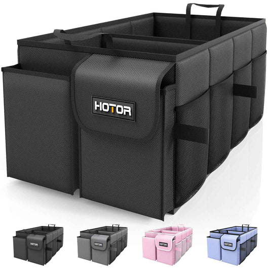 HOTOR Trunk Organizer - Car Organizer, Foldable Trunk organizer for SUVs & Sedans, Car Accessories, Tools, Sundries, 2 Compartments, Black 🍁 All In One Marketplace Canada