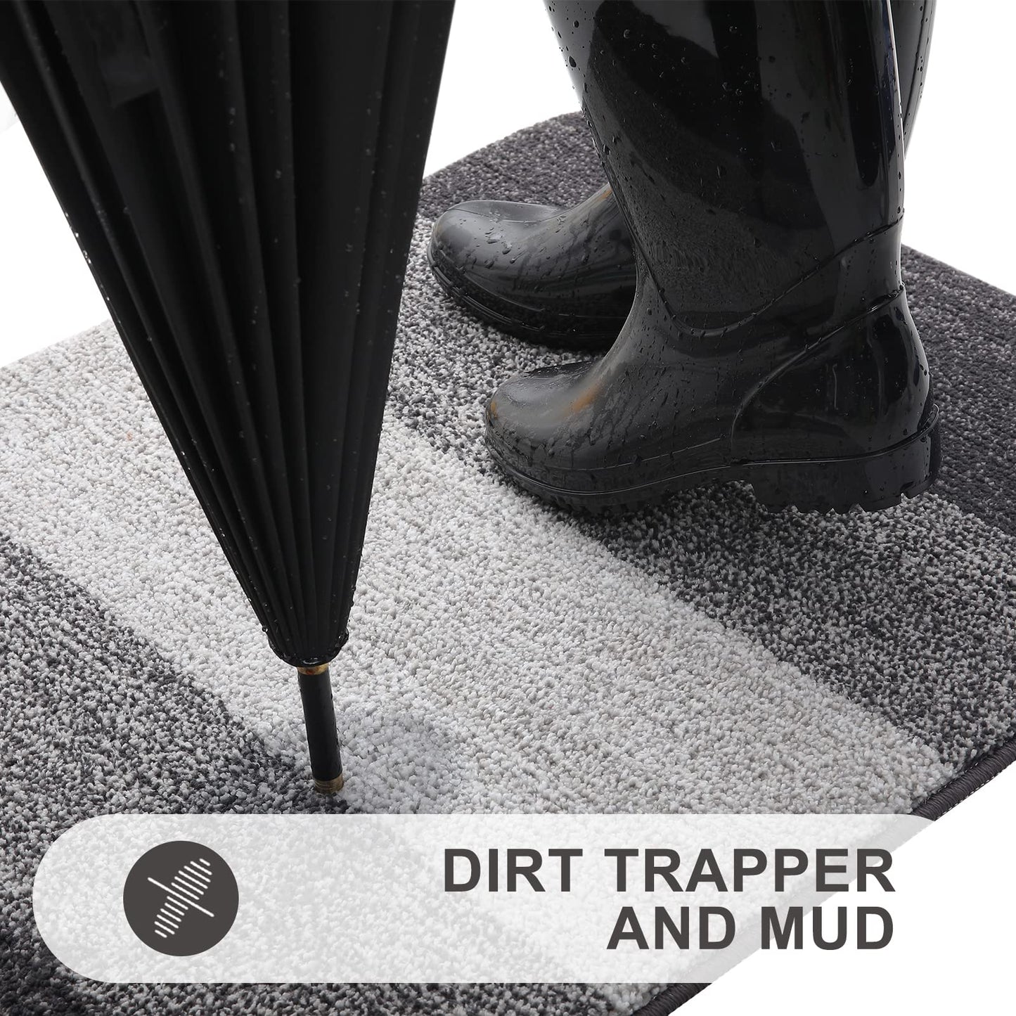 Grandaily Indoor Doormat, 20" x 32" Non-Slip Mud Trapper Absorbent Front Door Mats, Washable Striped Inside Entryway Mat, Low-Profile Welcome Mat Entrance Mat, Grey 🍁 All In One Marketplace Canada