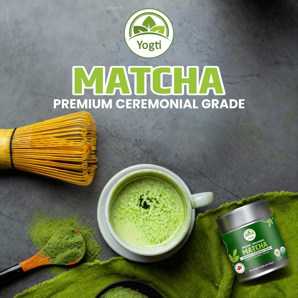 Organic Matcha Green Tea Powder – Ceremonial Grade – 50g Tin | Premium Japanese Green Tea | Smooth & Vibrant | Superfood for Lattes, Smoothies & Baking 🍁 All In One Marketplace Canada