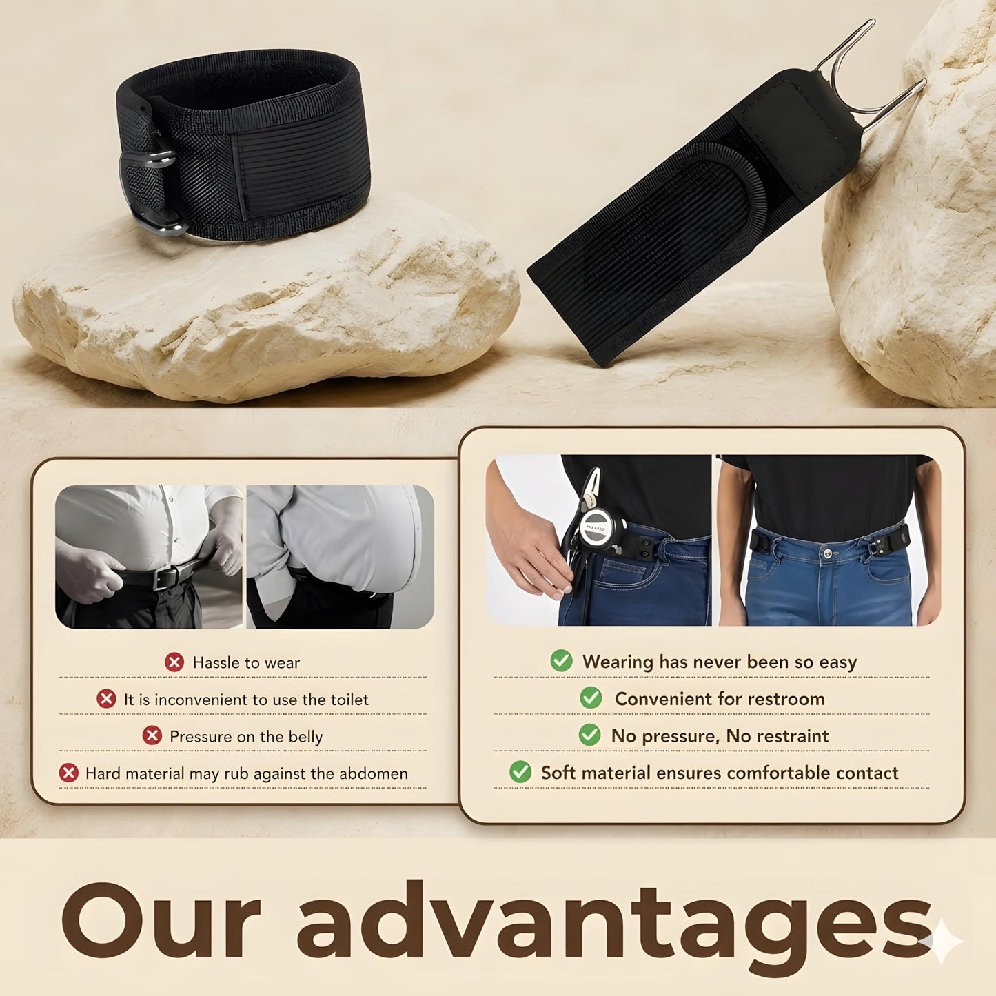 4PCS Buckleless Belt for Men Women, Tactical Metal Hook Elastic Belt, Adjustable No Buckle Side Belt for Pants, Comfortable Stretch Waist Belt for Work Travel Everyday Wear 🍁 All In One Marketplace Canada