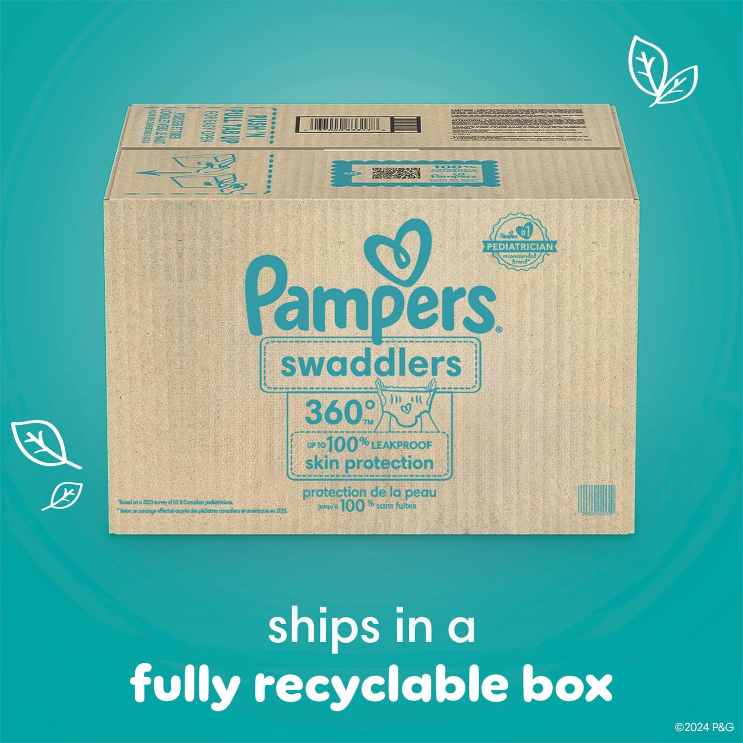 Pampers Diapers - Swaddlers 360 degrees - Size 4, 132 Count, up to 100% Leakproof Comfy Dry Fit, EZ Off Tabs Designed for Easy Changes, Pull On Diaper 🍁 All In One Marketplace Canada