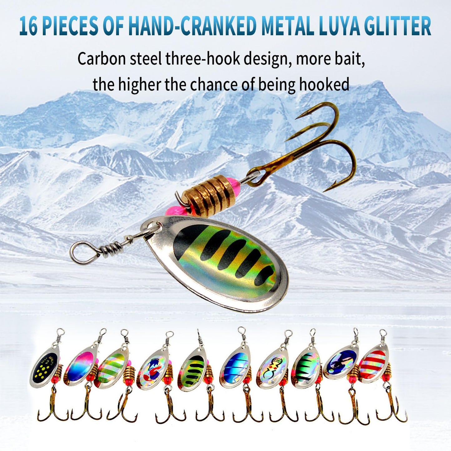 Vkinman 16 Pcs Fishing Lures Spinner Bait with Treble Hooks for Bass Trout Salmon Fishing Tackle Spinnerbait Spoons Metal Sequins Spinners Baits Fishing Bait for Freshwater Saltwater Fishing 🍁 All In One Marketplace Canada