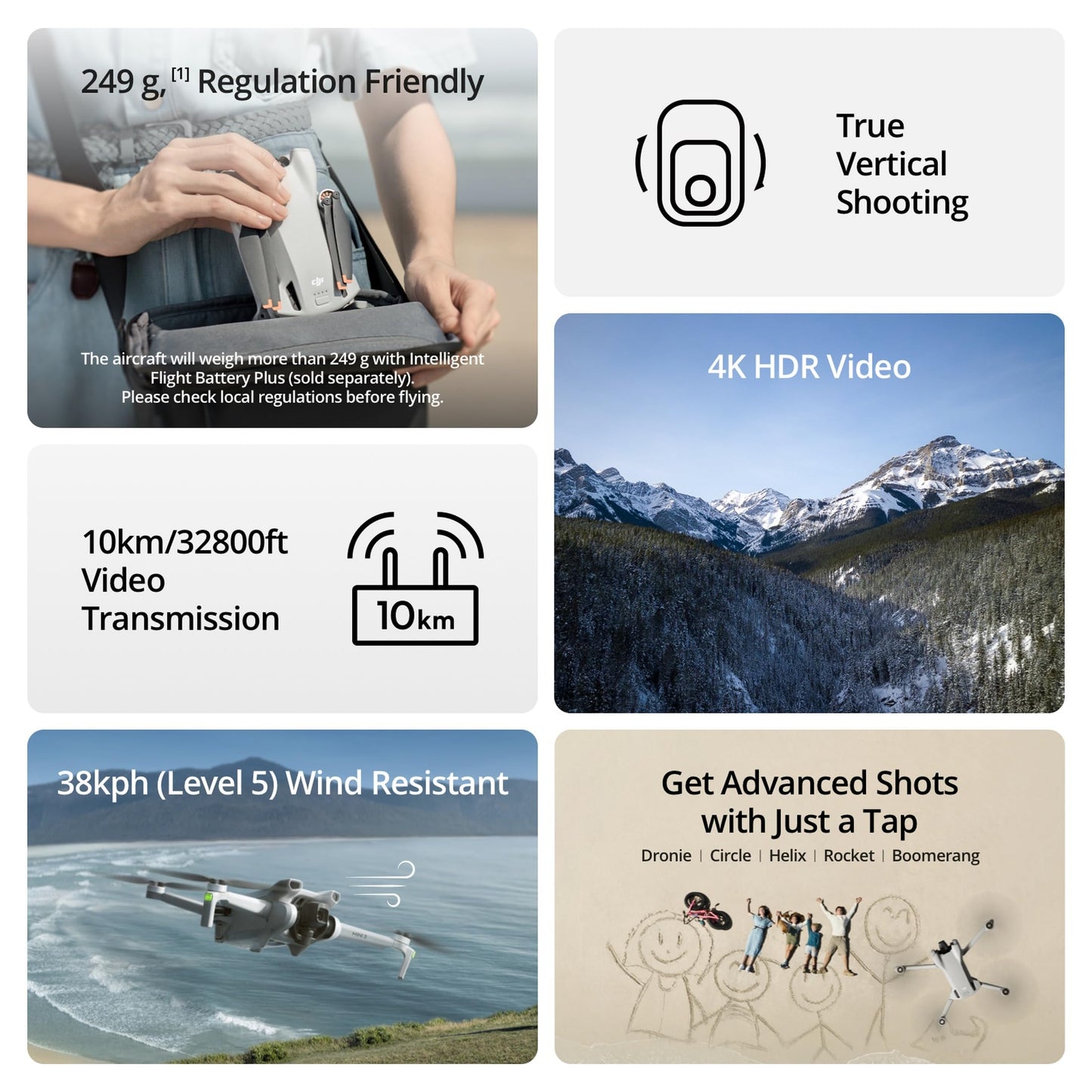 DJI Mini 3 (DJI RC), Lightweight 3x Mechanical Gimbal Drones with Camera for Adults 4K, 38-min Flight Time, up to 32800ft (10km) Video Transmission, Vertical Shooting, GPS Auto Return Integrated 🍁 All In One Marketplace Canada