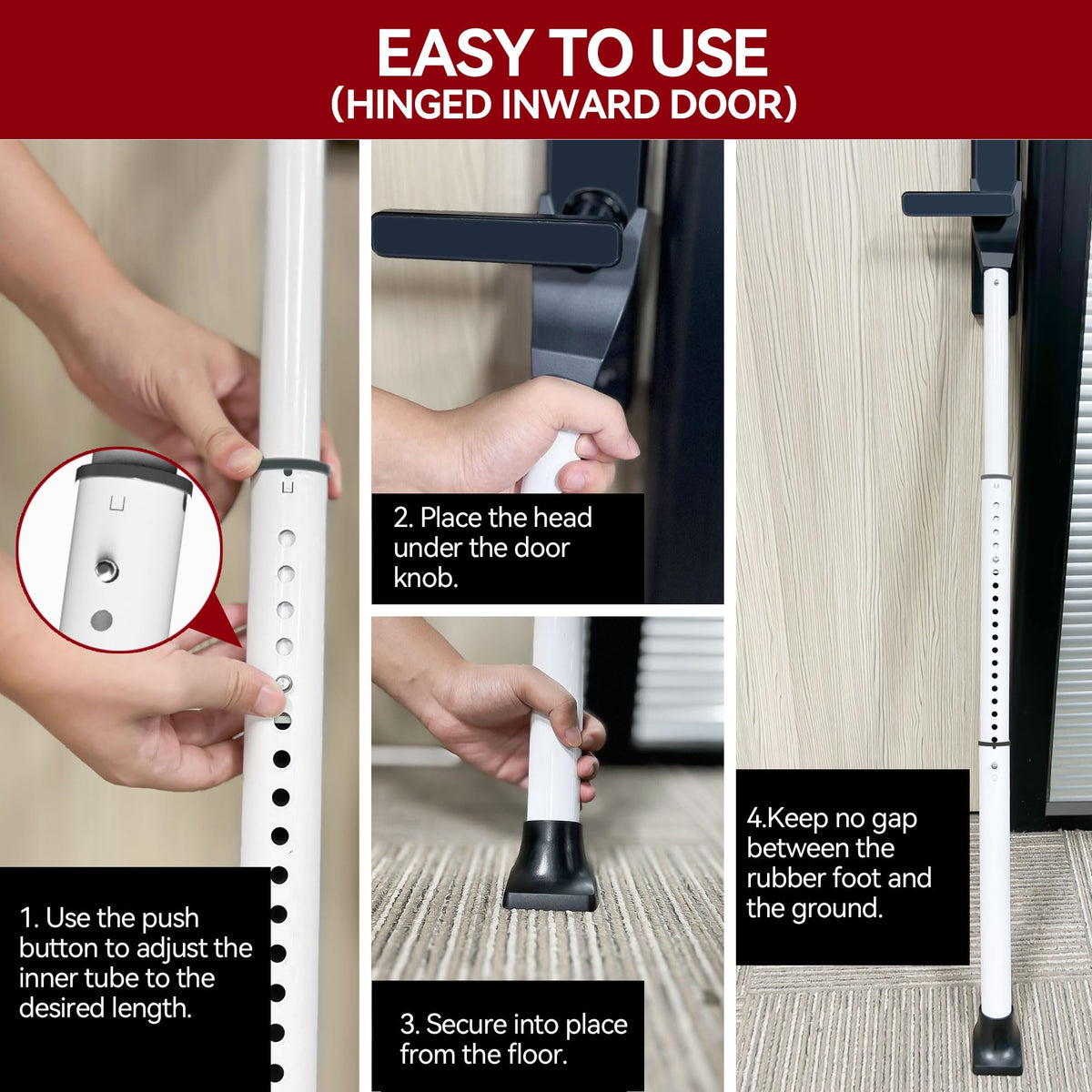 AceMining Upgraded Door Security Bar & Sliding Patio Door Security Bar, Heavy Duty Security Door Stoppers Adjustable Door Jammer for Home, Apartment, Travel (1 Pack,White) 🍁 All In One Marketplace Canada