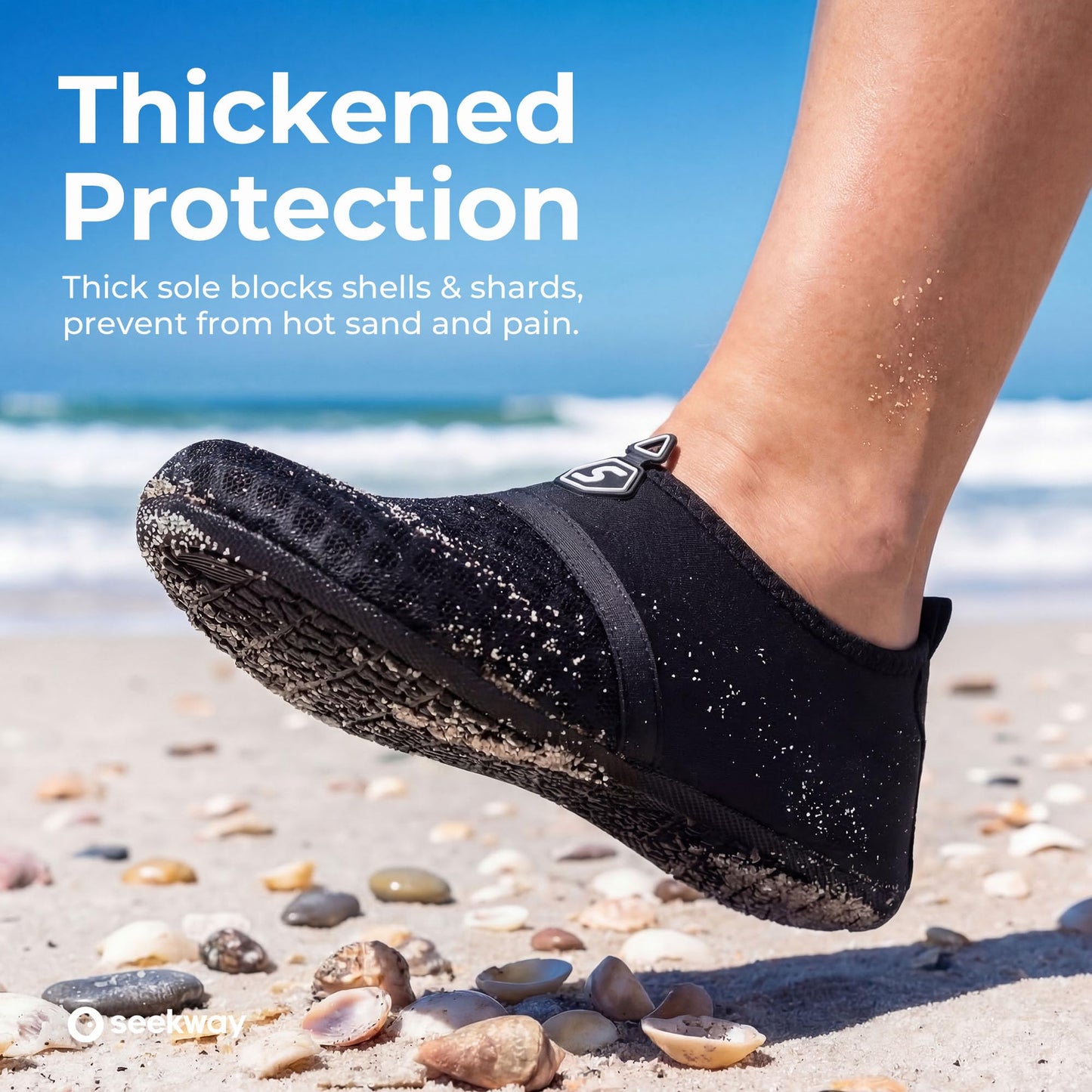 SEEKWAY Water Shoes Women Men Quick-Dry Beach Aqua Socks Barefoot Non Slip Swim Pool Outdoor Surf River Lake Yoga SK001 Black Size 8.5-9.5 W/7.5-8.5 M 🍁 All In One Marketplace Canada