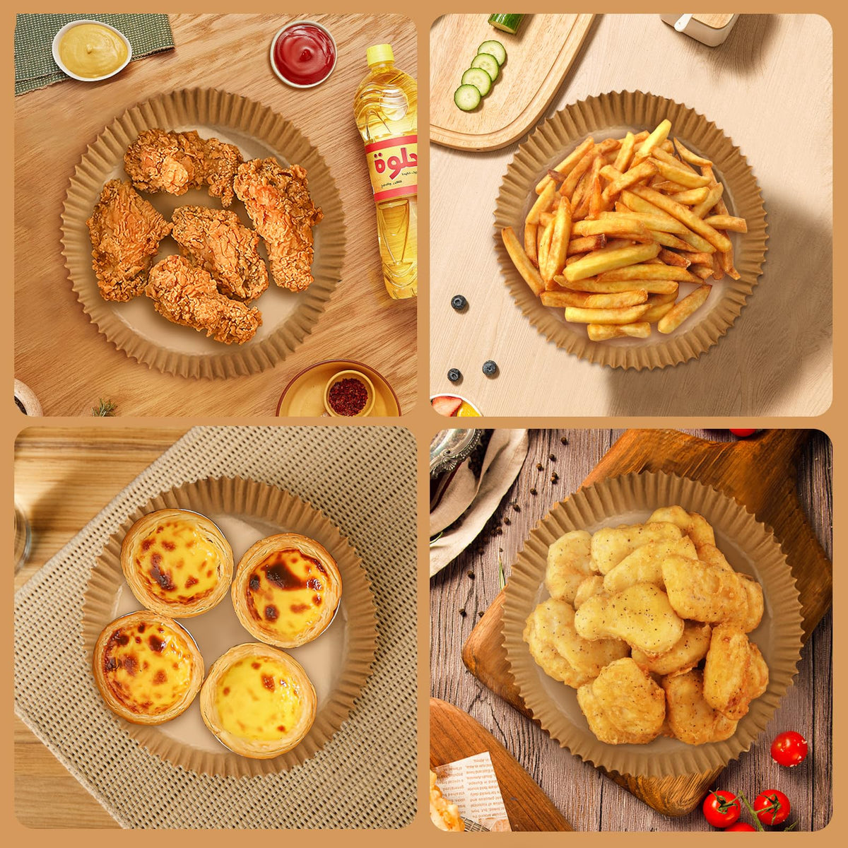 200pcs Air Fryer Disposable Paper Liner, Non-Stick Disposable Air Fryer Parchment Paper Liners, Baking Paper for Air Fryer Oil-Proof, Water-Proof, Food Grade Parchment（6.3" in Bottom, 7.9" on top） 🍁 All In One Marketplace Canada