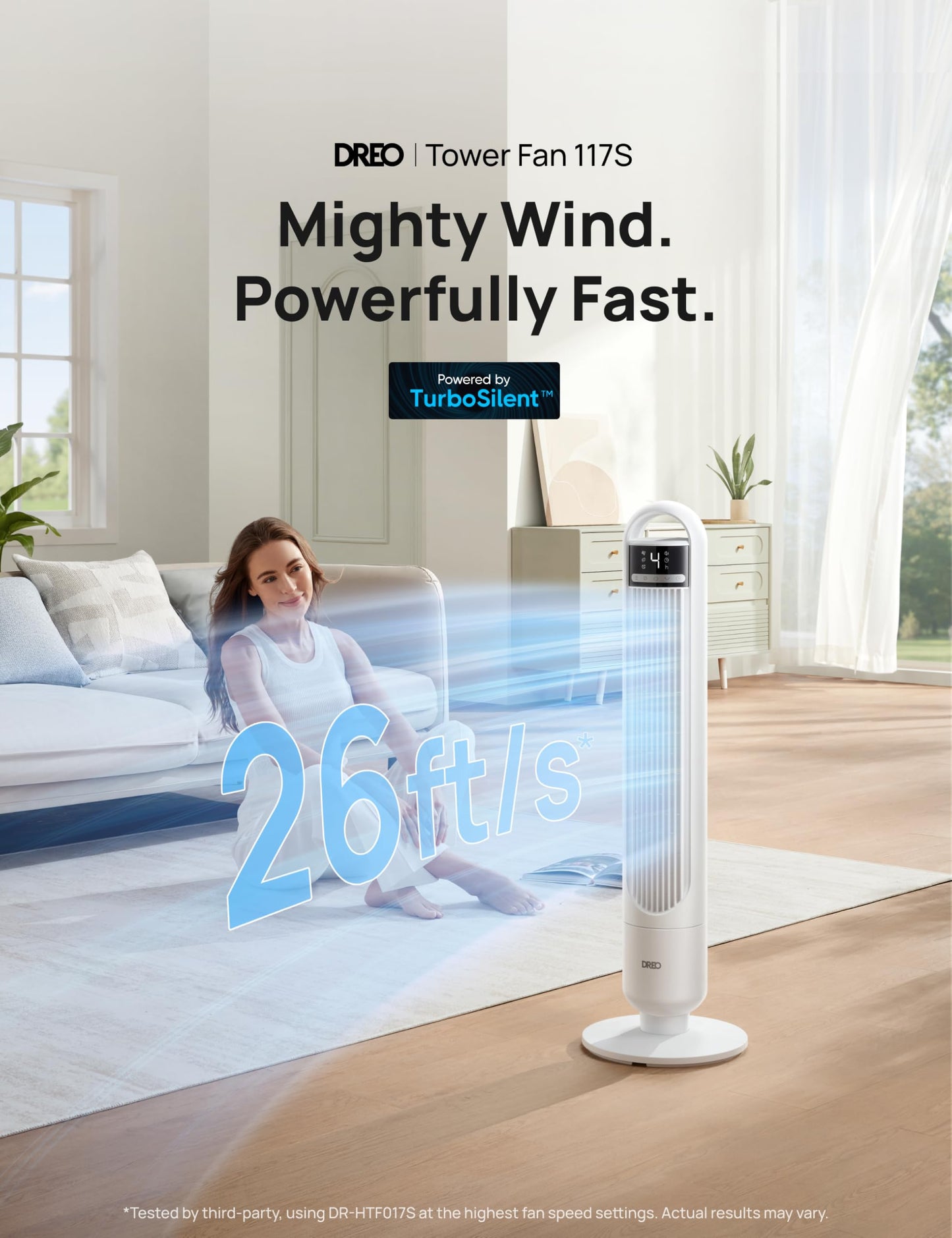 DREO Smart Tower Fan for Bedroom, 90° Oscillating Standing Fans for Room with 4 Speeds, 4 Modes, 25dB Quiet for Sleep, 25ft/s Velocity, 8H Timer, Remote/App/Voice Control for Living Room, Office, Home 🍁 All In One Marketplace Canada