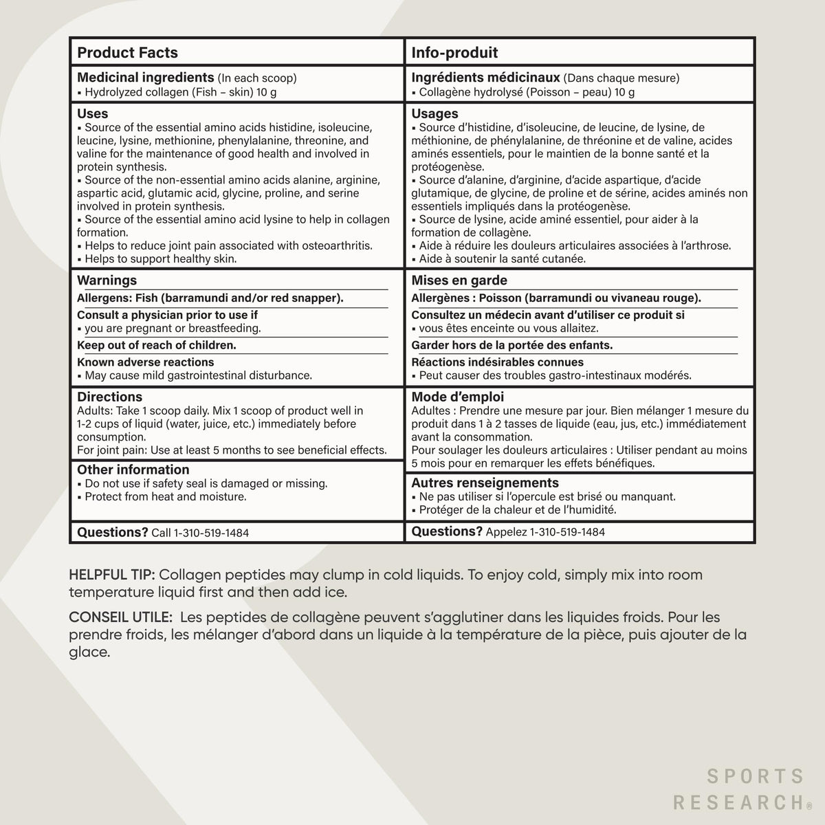 Sports Research® Marine Collagen Peptides Powder - Sourced from Wild-Caught Fish, Pescatarian Friendly, Keto Certified & Non-GMO Verified - Easy to Mix in Water or Juice! (34 Servings) 🍁 All In One Marketplace Canada