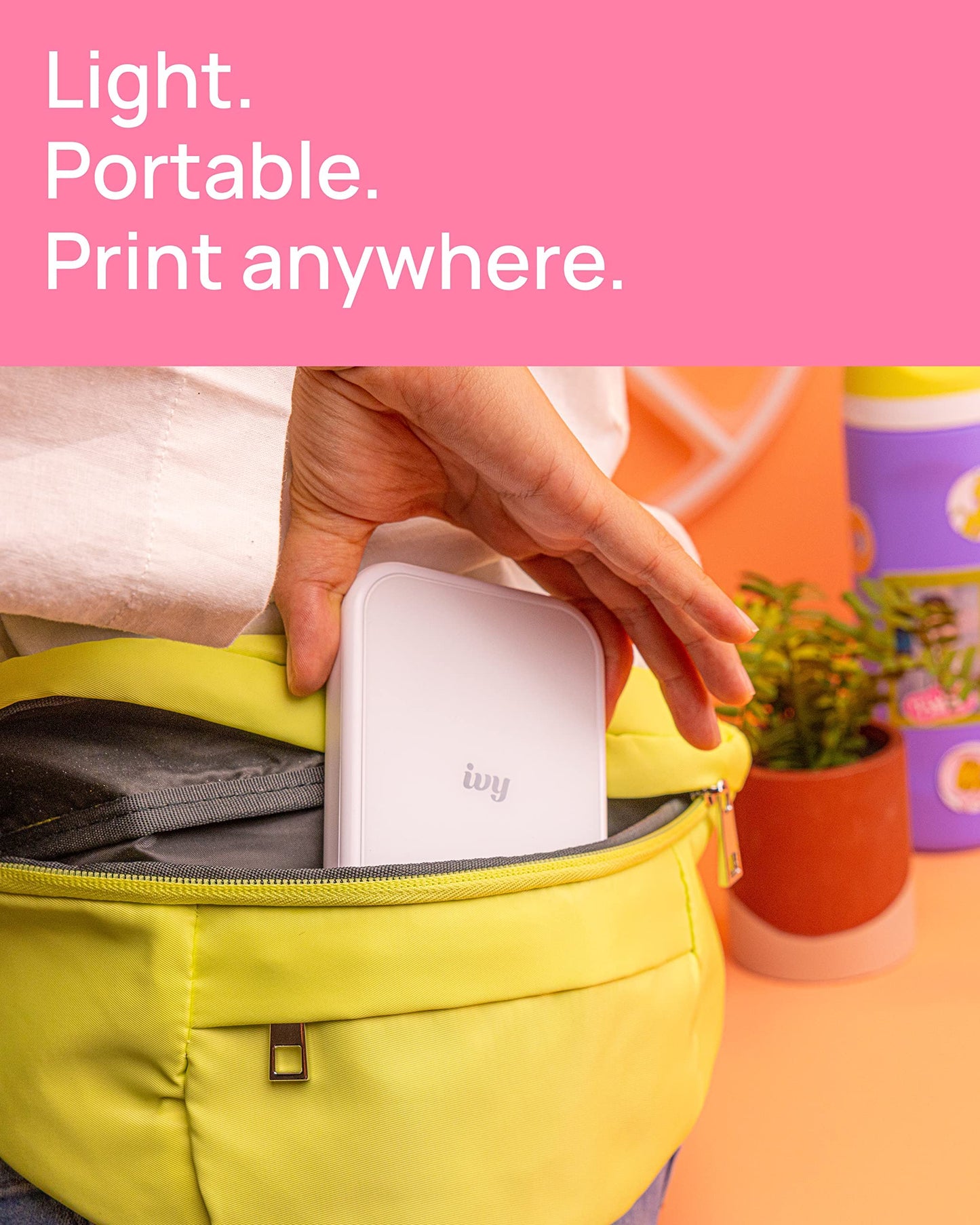 Canon Ivy 2 Mini Photo Printer (Pure White), Bluetooth Portable Smartphone Printer for iOS & Android, Bundle with 110 Zink Sticky-Back Photo Prints, LED Light Bar, Protective Case & USB Cable 🍁 All In One Marketplace Canada