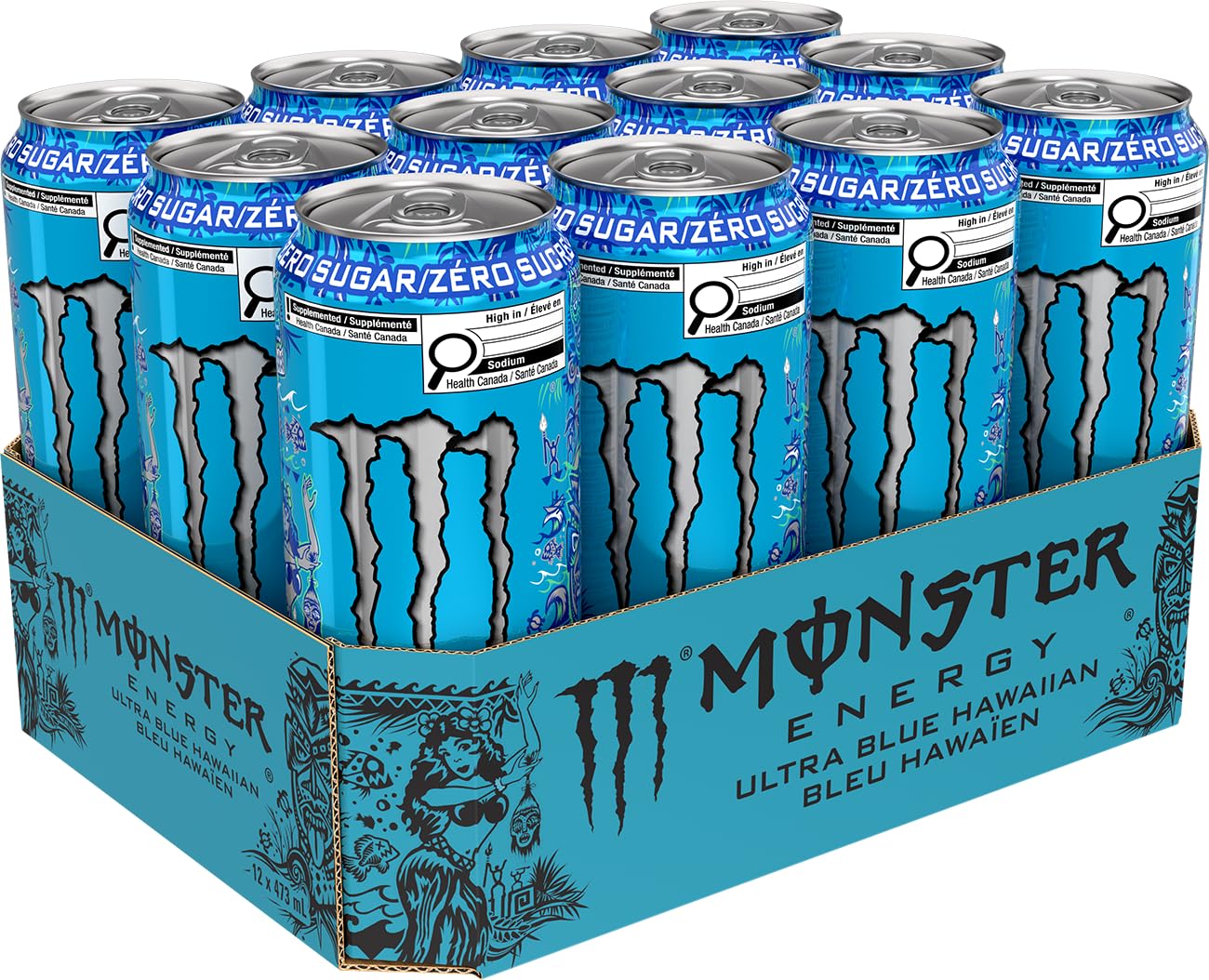 Monster Energy, Ultra Blue Hawaiian, 473mL (12 Pack) - Zero Sugar Energy Drink 🍁 All In One Marketplace Canada