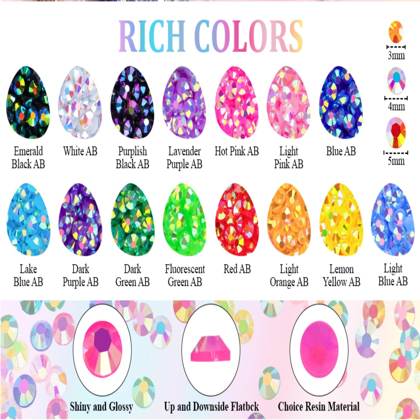 KCZ 30000pcs Resin Jelly Rhinestones – 3mm Mixed-Color Flatback Gems for Bedazzling, Diamond Art, Nail Art, Shoes, Crafts & DIY Projects 🍁 All In One Marketplace Canada